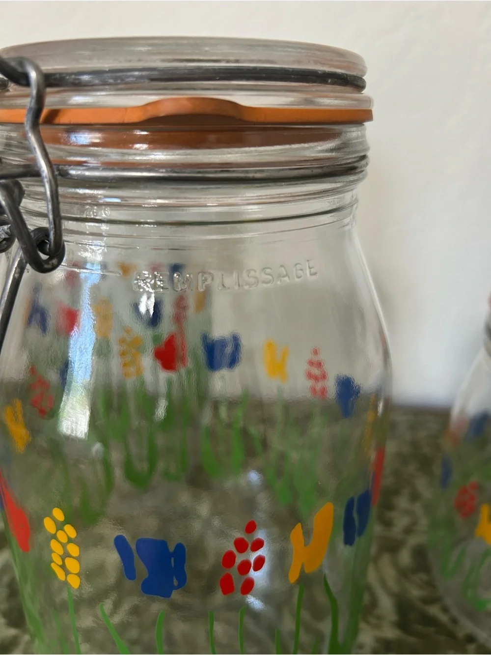 Vintage 1970s ARC France Tulip Floral Glass Canister Jars - Lot of 4
